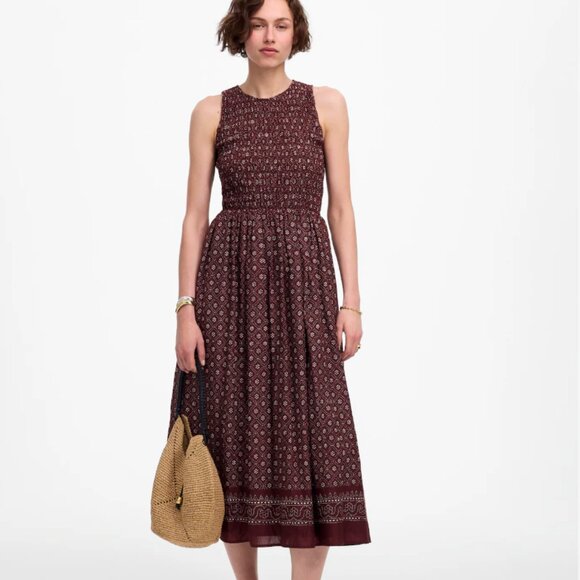 The Melody Smocked Midi Dress in Daisy Print - Picture 1 of 8